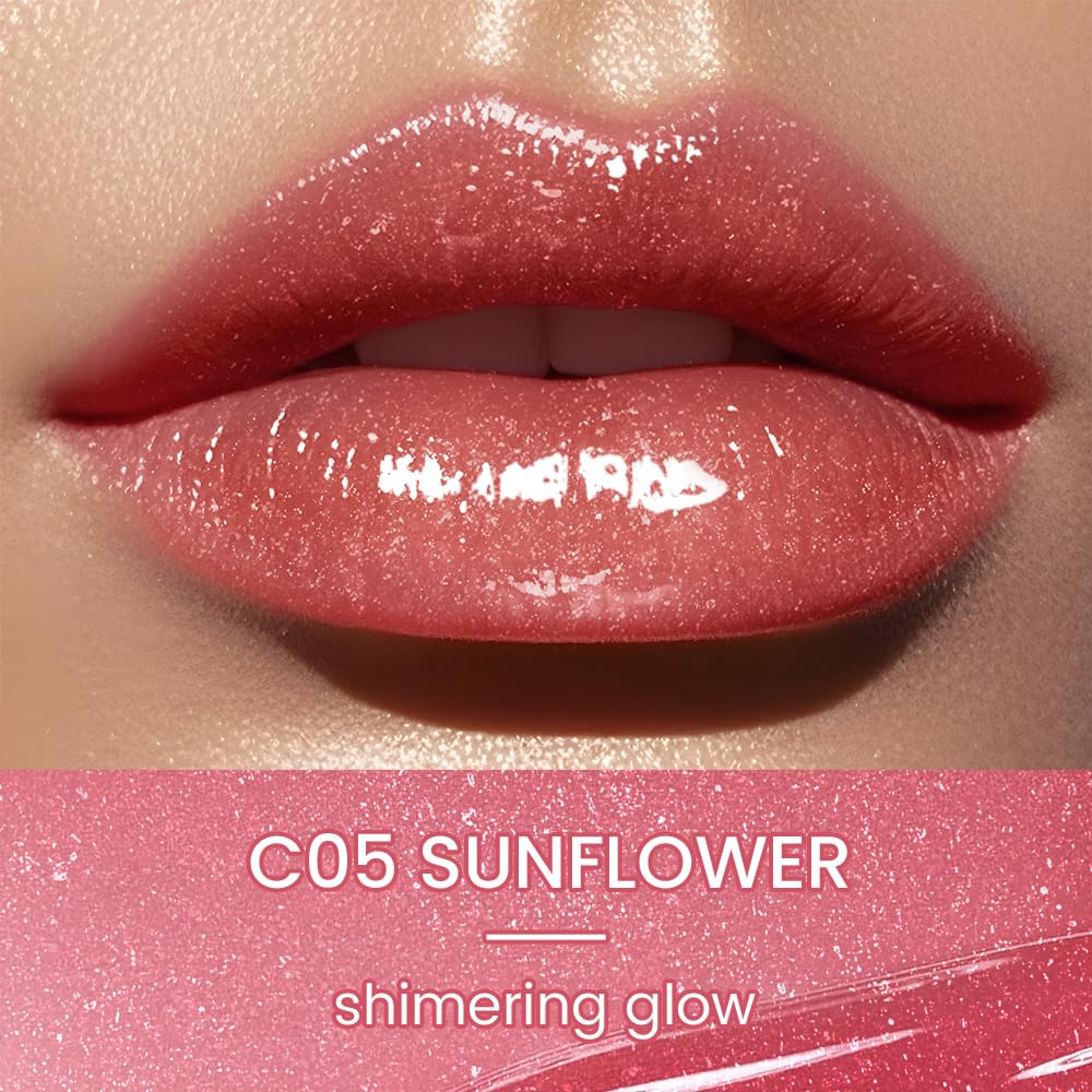 CATKIN Glossy Lip Balm Ultra Hydating Glow Lip Tinted Jelly Plump Melting Balm Shea Butter Repair Soothing For Dry Lips Dewy Finished 0.12 oz C05 SUNFLOWER Catkin