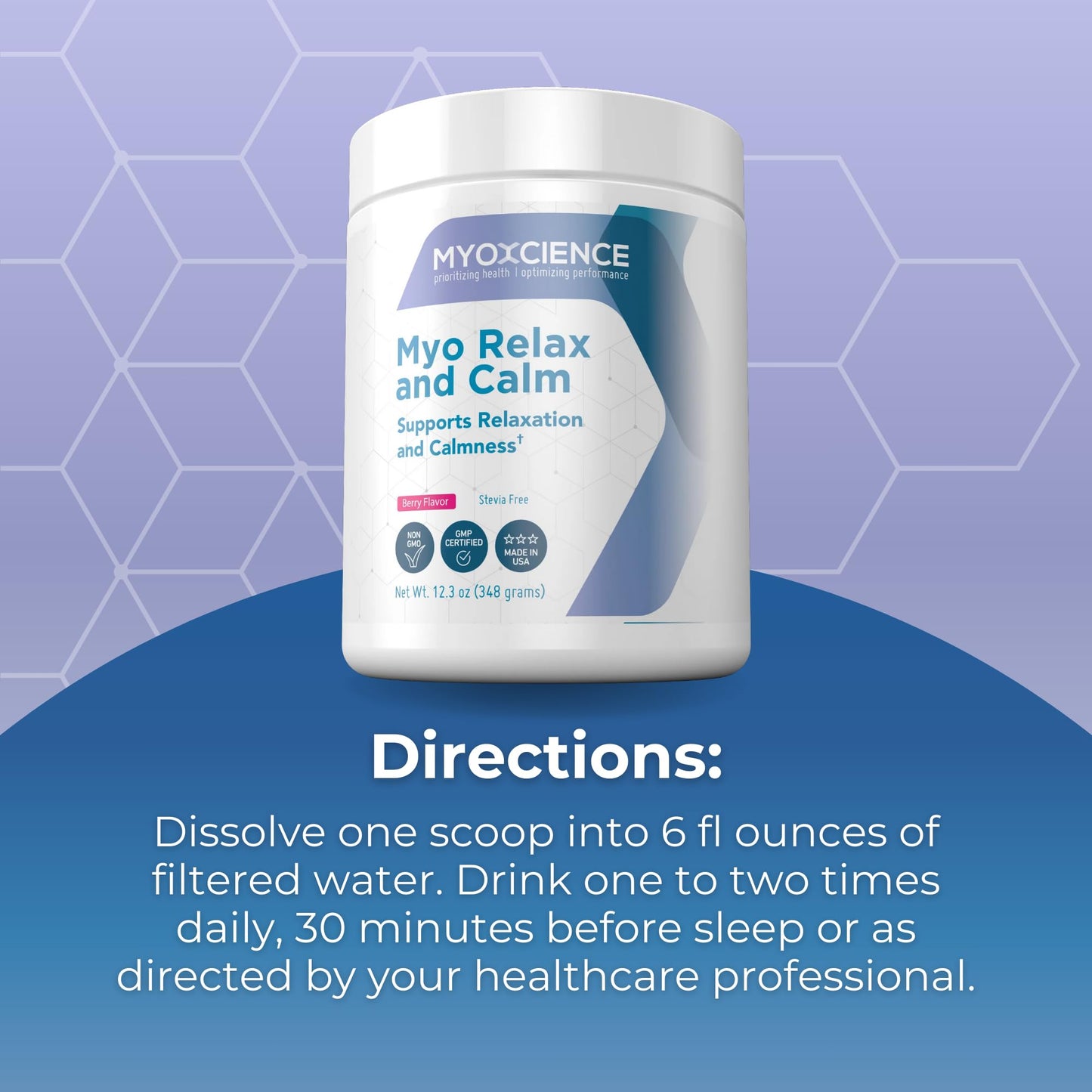 MYOXCIENCE Myo Relax & Calm | Myo-Inositol, L-Theanine, Taurine, Magnesium & GABA | Supports Sleep, Neurotransmitter & Hormone Support (Berry Flavor) (60 Servings) MYOXCIENCE