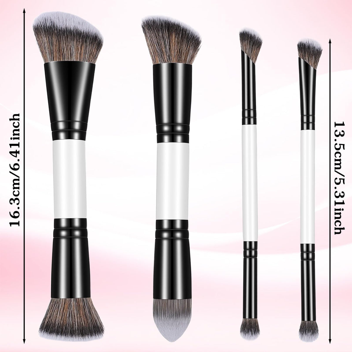 KFHENSOM 4PCS Foundation Contour Conceal Brush Set Dual-Ended Makeup Brushes Set Professional Powder Blush Concealer Eyeshadow Kabuki Foundation Brush Kit for Liquid Loose Powder Cream KFHENSOMR