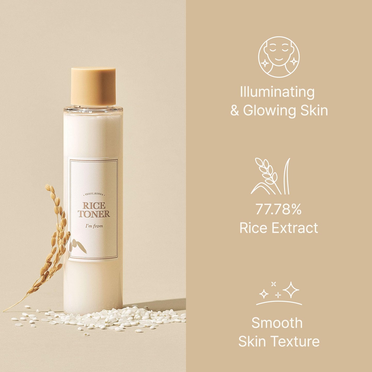 I'm From Rice Toner, 77.78% Rice Extract from Korea, Glow Essence with Niacinamide I'm from