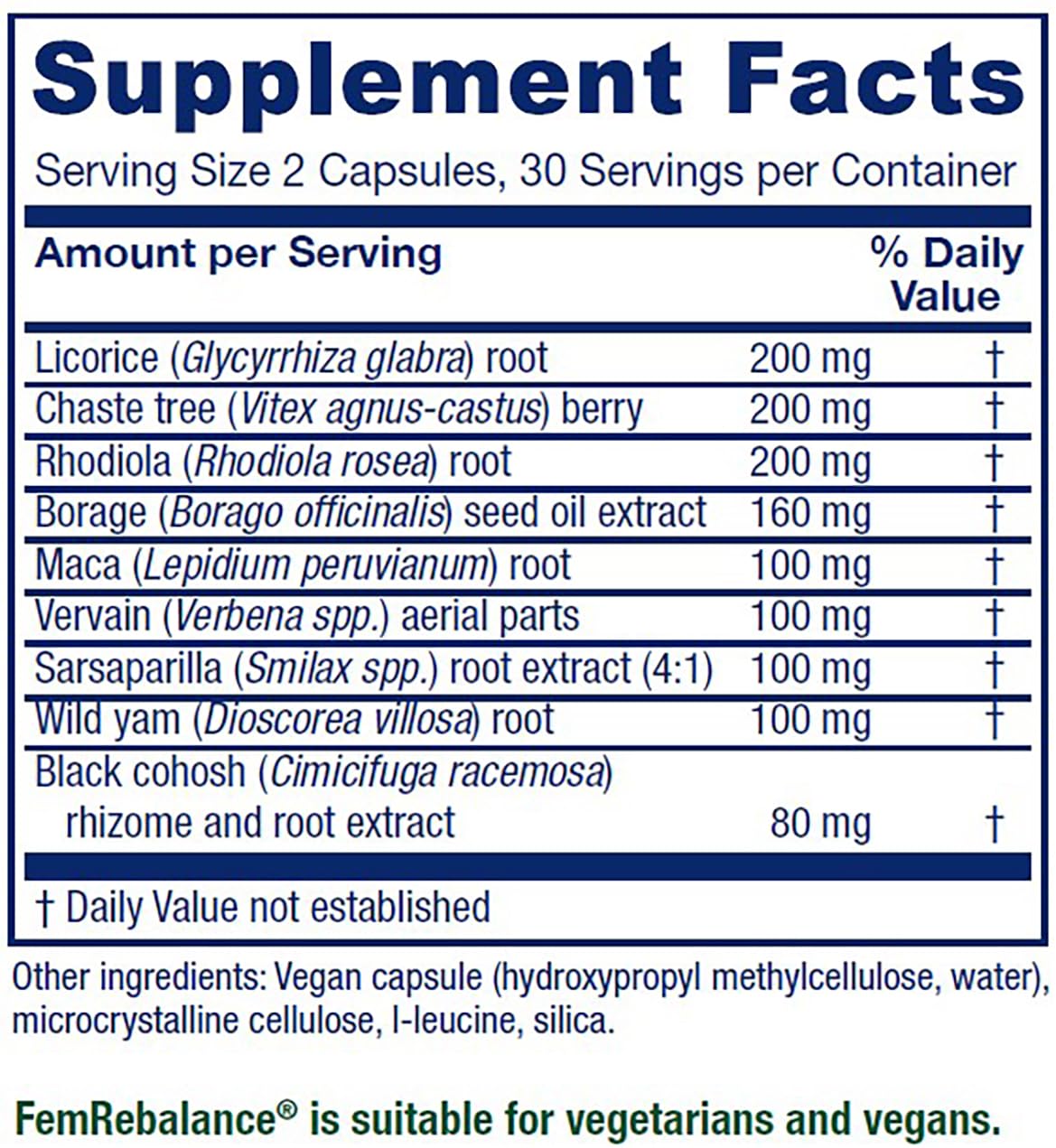Vitanica FemRebalance, Hormone Balance Support for Women, Vegan, 60 Capsules Vitanica