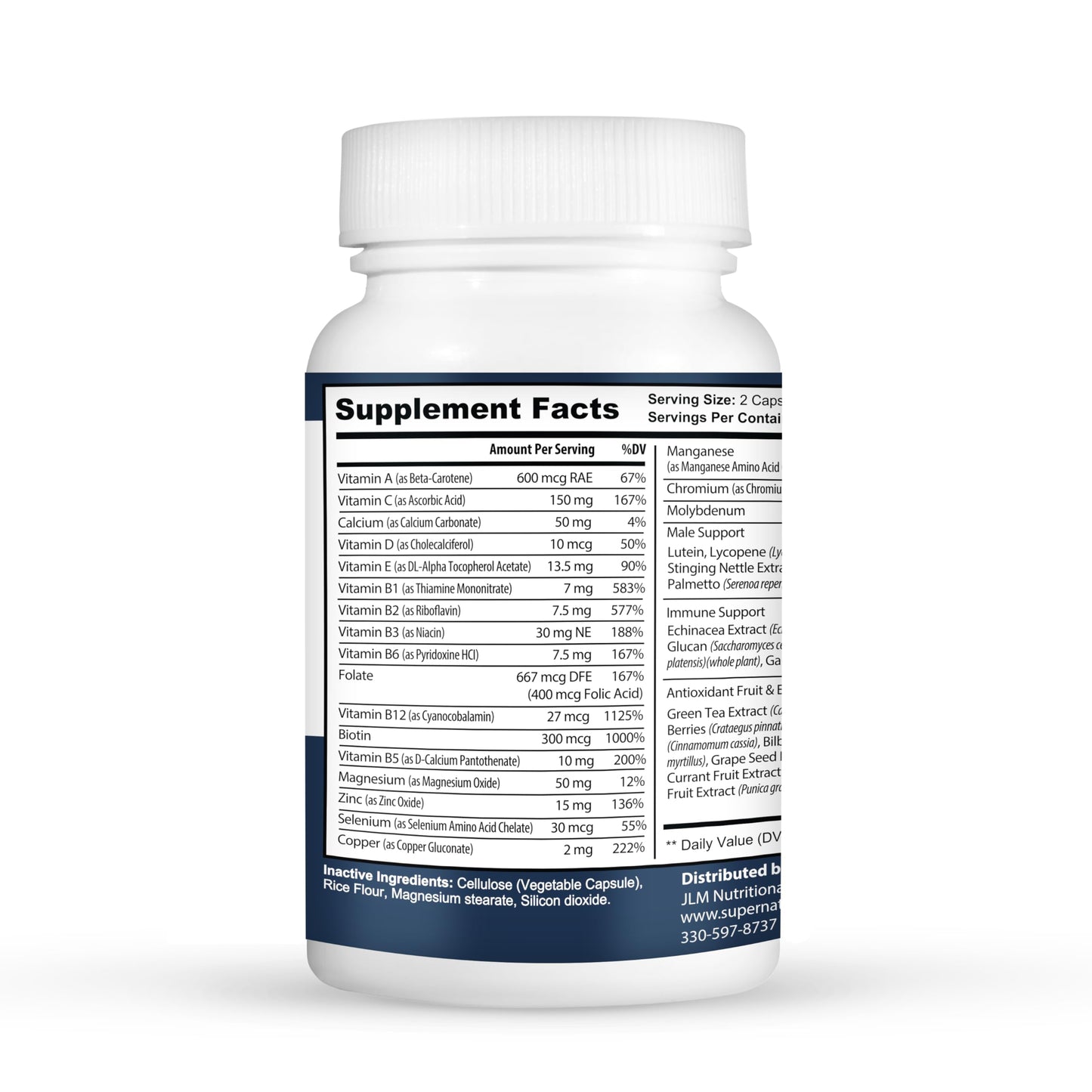 Super Naturals Men's Daily Multivitamin Energy Enhancer and Immune System Support for Men (60 Capsules, 30 Day Supply) JLM NUTRITIONALS