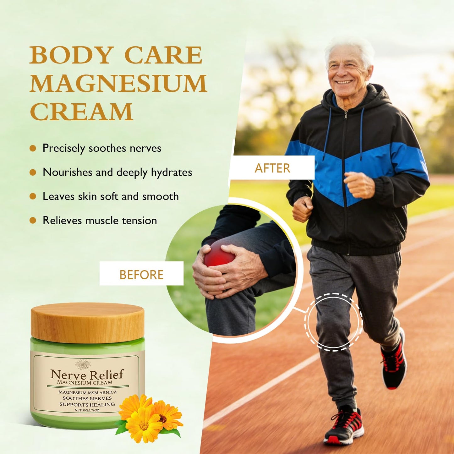 Vincofoo Nerve Relief Magnesium Cream with MSM & Arnica, Soothes Nerves & Daily Soothing Support Vincofoo