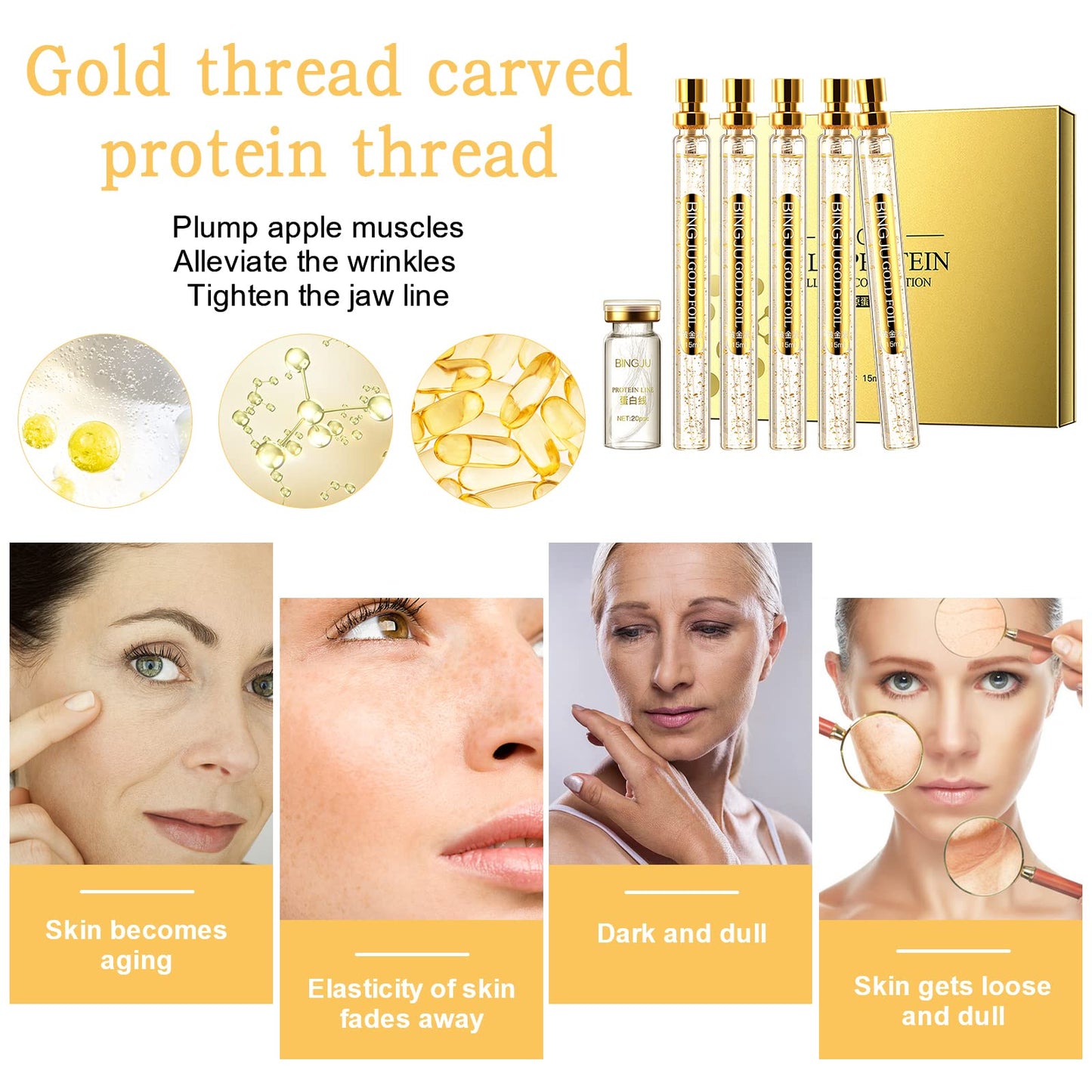 Instalift Korean Protein Thread Lifting Set, Absorbable Collagen Threads for Face Lift, Soluble Protein DRTRU