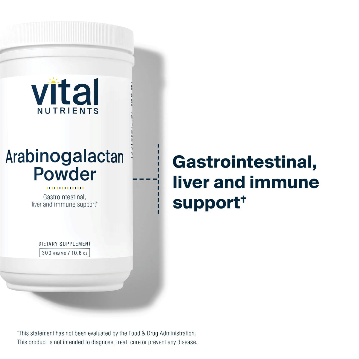 Vital Nutrients Arabinogalactan Powder - Vegan Prebiotic Fiber Supplement for GI Health, Liver, and Immune Support Vital Nutrients