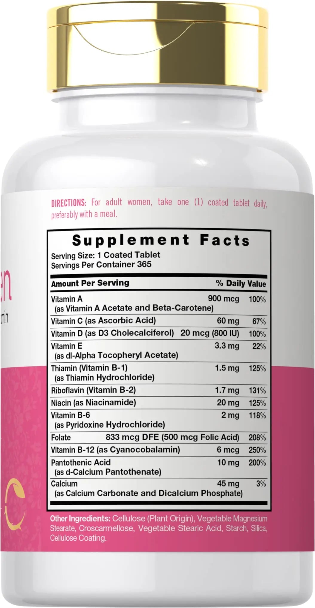 Carlyle Women's Daily Multivitamin and Multimineral Supplement | 365 Tablets | Beta-Carotene, Folic Acid and Vitamin D | Non-GMO, Gluten Free Pills Carlyle