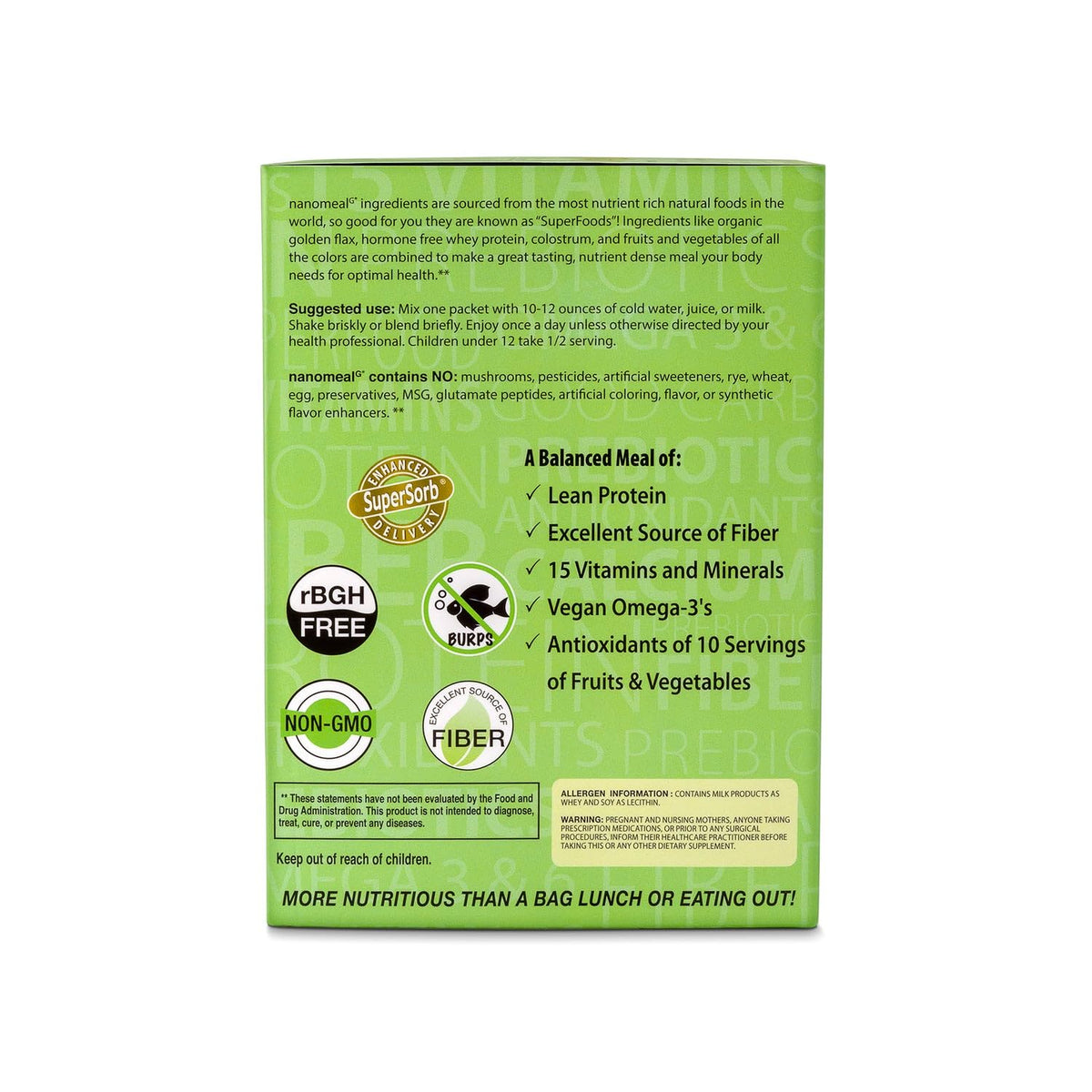 NanoMeal Plant-Based All-in-One Nutrition | Superfood Meal Replacement Powder | Tropical Fruit Blend | 10 Servings | Protein, Greens & Omega for Gut & Immune Support Biopharma Scientific