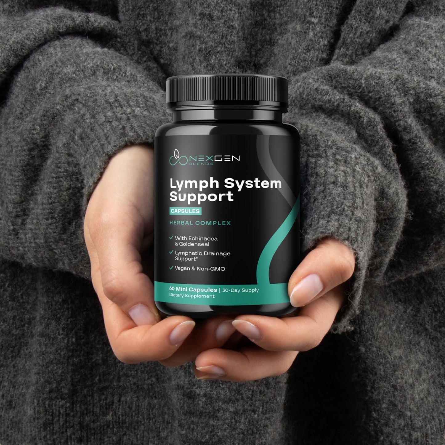 Herbal Lymph System Support Supplement - Lymphatic Support Complex with Echinacea Goldenseal Astragalus & Hydroxytyrosol for Lymphatic Drainage & Immune Support - Vegan Non-GMO Gluten Free (1 Month) NEXGEN BLENDS
