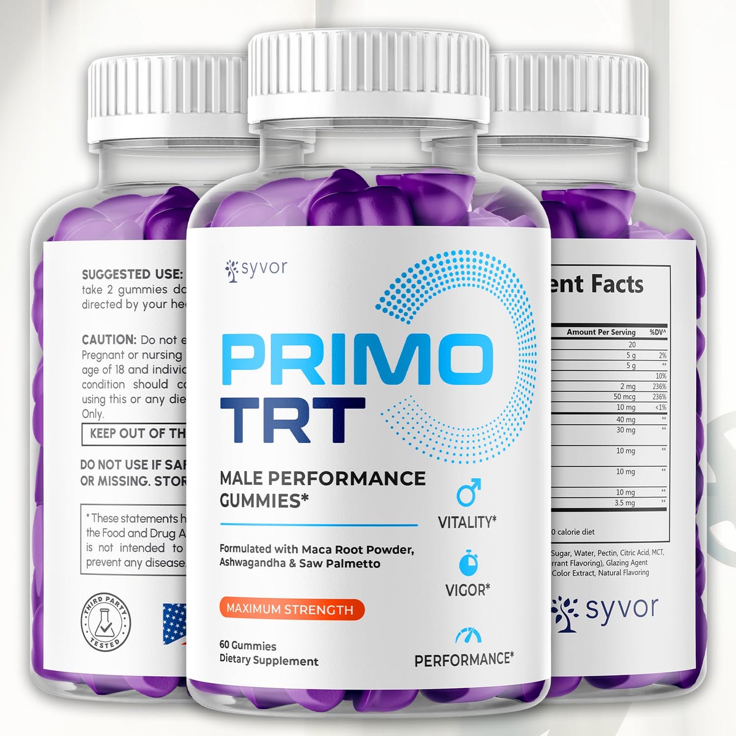 (2 Pack) Primo TRT Gummies for Men, Official Primo TRT Male Performance Gummys with Maximum Strength Ingredients, Advanced PrimoTRT Male Health Support Supplement with Premium Vitamins (120 Gummies) S.O Labs