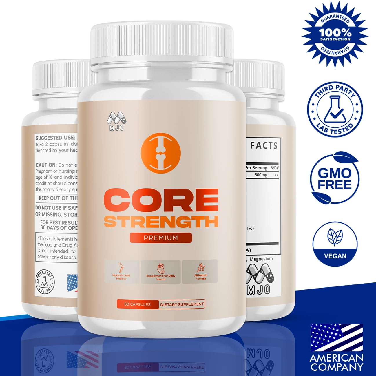 Core Strength Joint Support Capsules, Official Core Strength Supplement Pills with All Natural Ingredients, Advanced Overall Health and Wellness Support with Max Strength Multivitamins (60 Capsules) MJO