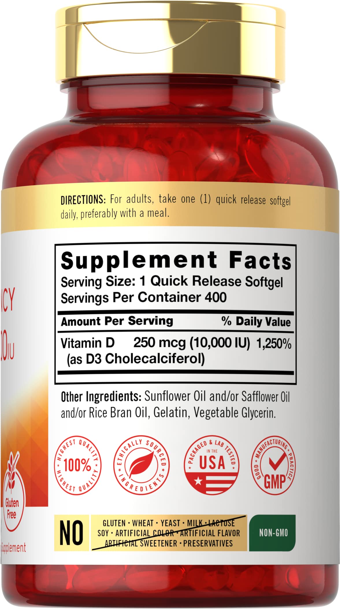 Carlyle Vitamin D 10000 IU 400 Softgels | Value Size | Max Potency | Non-GMO, Gluten Free Supplement Carlyle