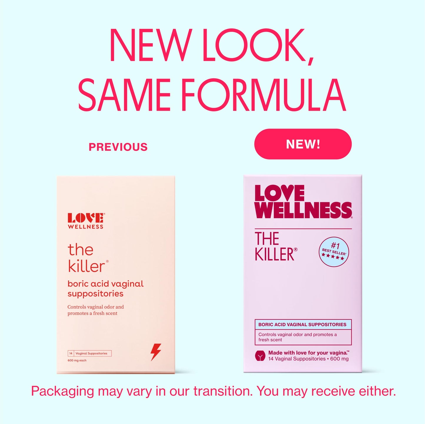 Love Wellness The Killer | 600mg Boric Acid Vaginal Suppositories | Balances pH & Supports Odor Control, a Healthy Vaginal Balance | Fast-Acting & Fragrance-Free | Gentle & Effective | 28 Ct Love Wellness