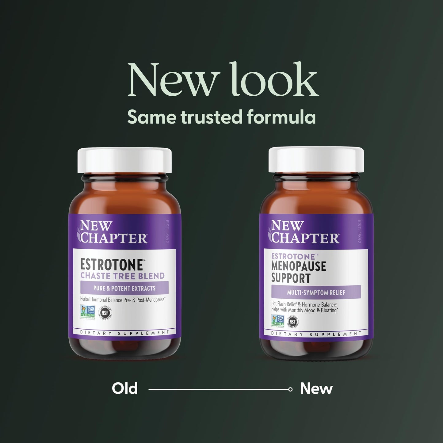 New Chapter Menopause Supplement - Estrotone Herbal Hormone Balance for Women in Perimenopause, with Black Cohosh for Hot Flash Relief & to Reduce Night Sweats + Vitex, No Added Hormones - 60 ct New Chapter