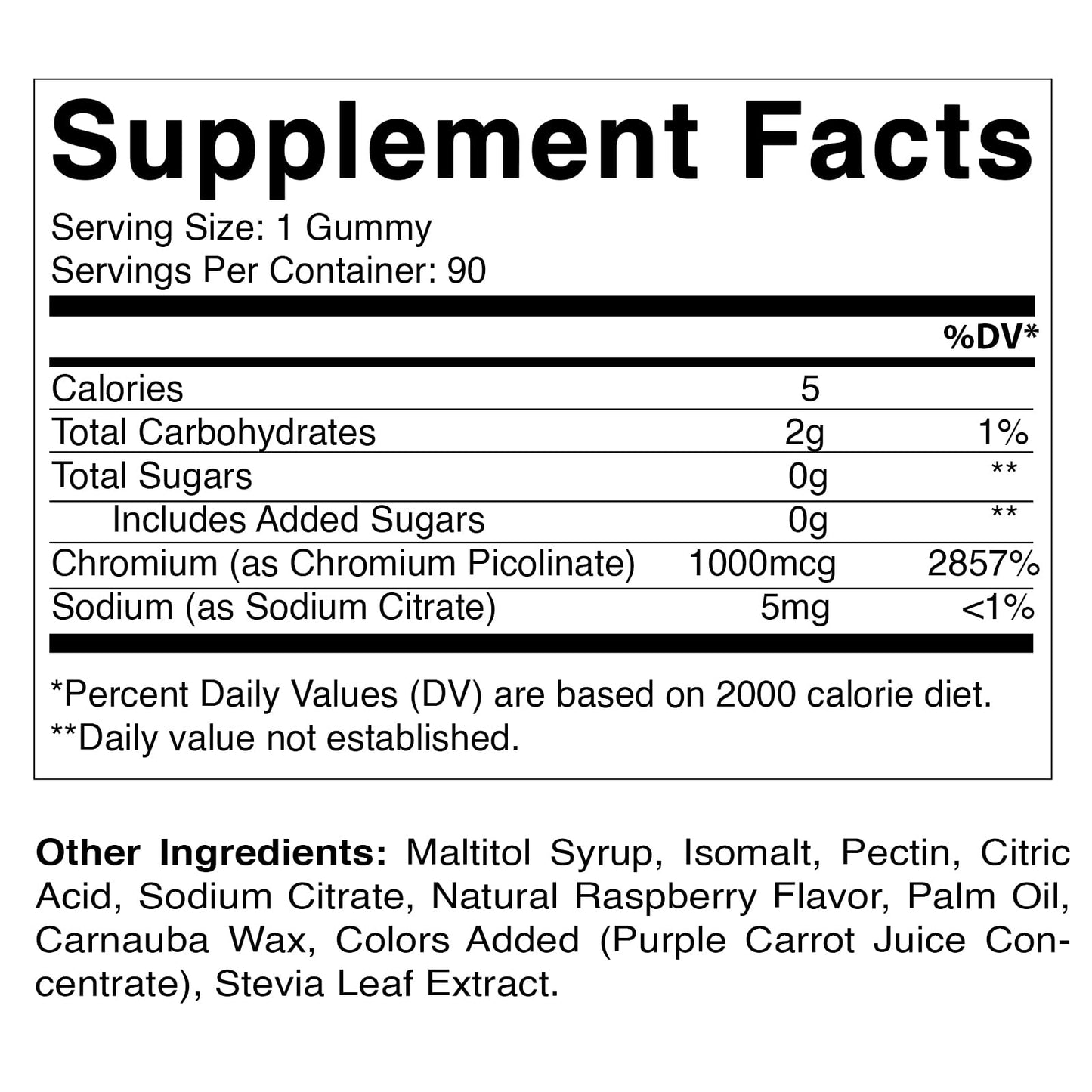 Vitamatic Chromium Picolinate 1000 mcg - 90 Gummies - High Potency Chromium Vitamatic
