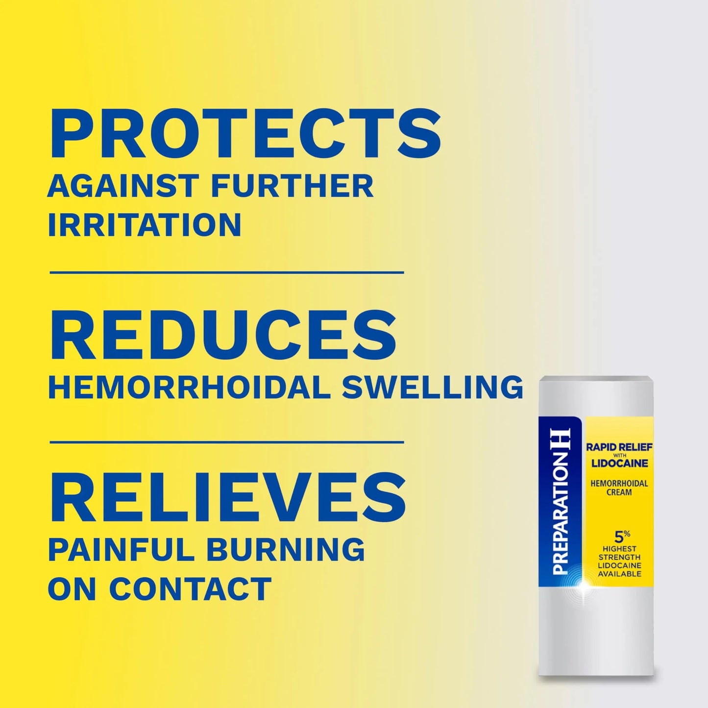Preparation H Rapid Relief Hemorrhoid Cream with Lidocaine, Numbing Relief for Swelling, Pain, Burning and Itching - 0.75 Oz Tube Preparation H