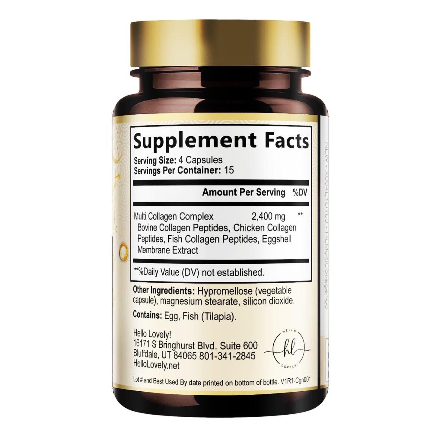 Multi Collagen Peptides for Women & Men - 2400mg per Serving - Best Hydrolyzed Collagen Complex with Type I, II, III, V, X - Hair, Skin, Nails & Joint Support Hello Lovely!