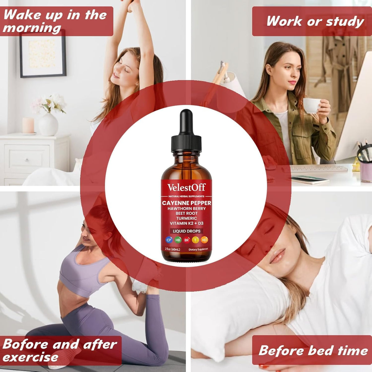VelestOff Cayenne Pepper Drops - VelestOff Cayenne Circulation Blood Pressure Blend - Cayenne Pepper Hawthorn Beet Root Turmeric Vitamin K2 D3-2 OZ (2 PCS) Velestoff
