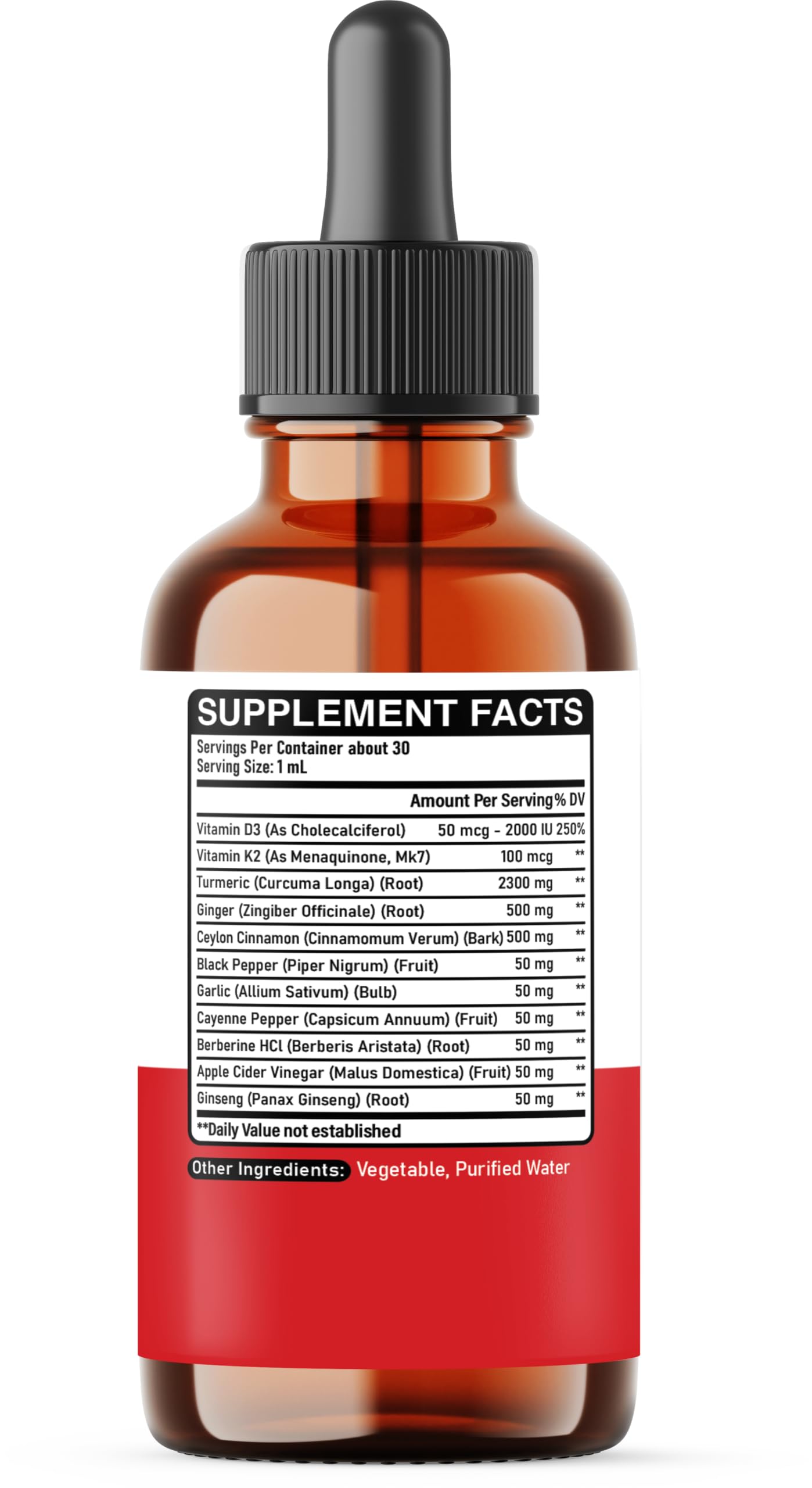 11in1 Turmeric Supplement for Health Heart & Wellness Support – with Ginger, Garlic, Ceylon Cinnamon, Berberine, Ginseng, Apple Cider Vinegar – 30ml Liquid Drops – 60 Servings DEDICAD