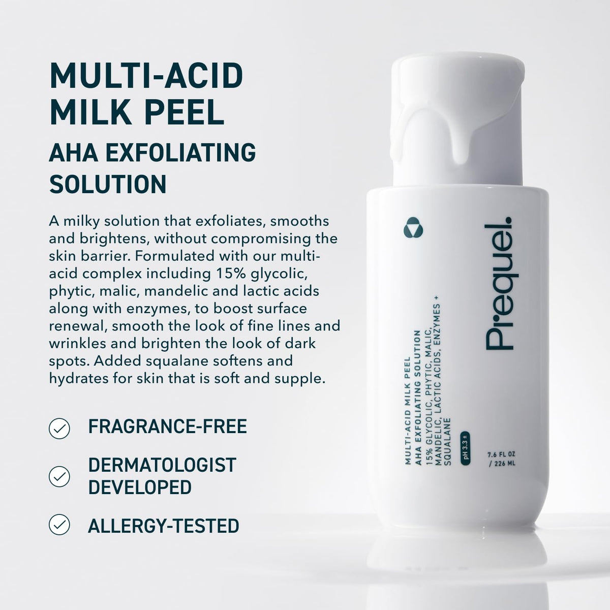Prequel Skin Multi-Acid Milk Peel, Professional Exfoliating Solution. 15% Glycolic Acid Face Peel with Lactic Acid and Enzymes Prequel