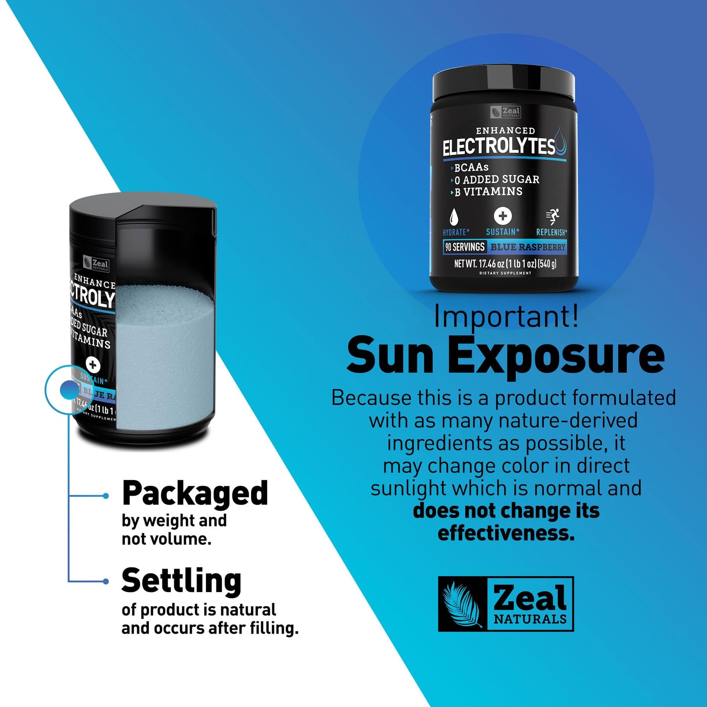 Zeal Electrolyte Powder - 90 Servings | Keto Electrolytes Powder | Zero Sugar, BCAAs, B-Vitamins | Potassium, Zinc, Magnesium Zeal Naturals