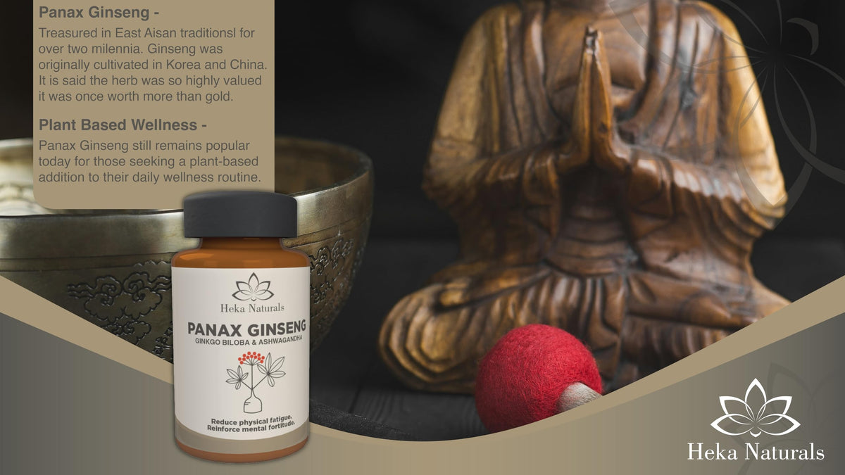 Heka Naturals Panax Ginseng Complex | 90 Capsules with Korean Ginseng, Ginkgo Biloba, Ashwagandha, Beetroot & Green Tea, Botanical Blend with Herbal Ingredients for Balanced | Food Supplement Heka Naturals