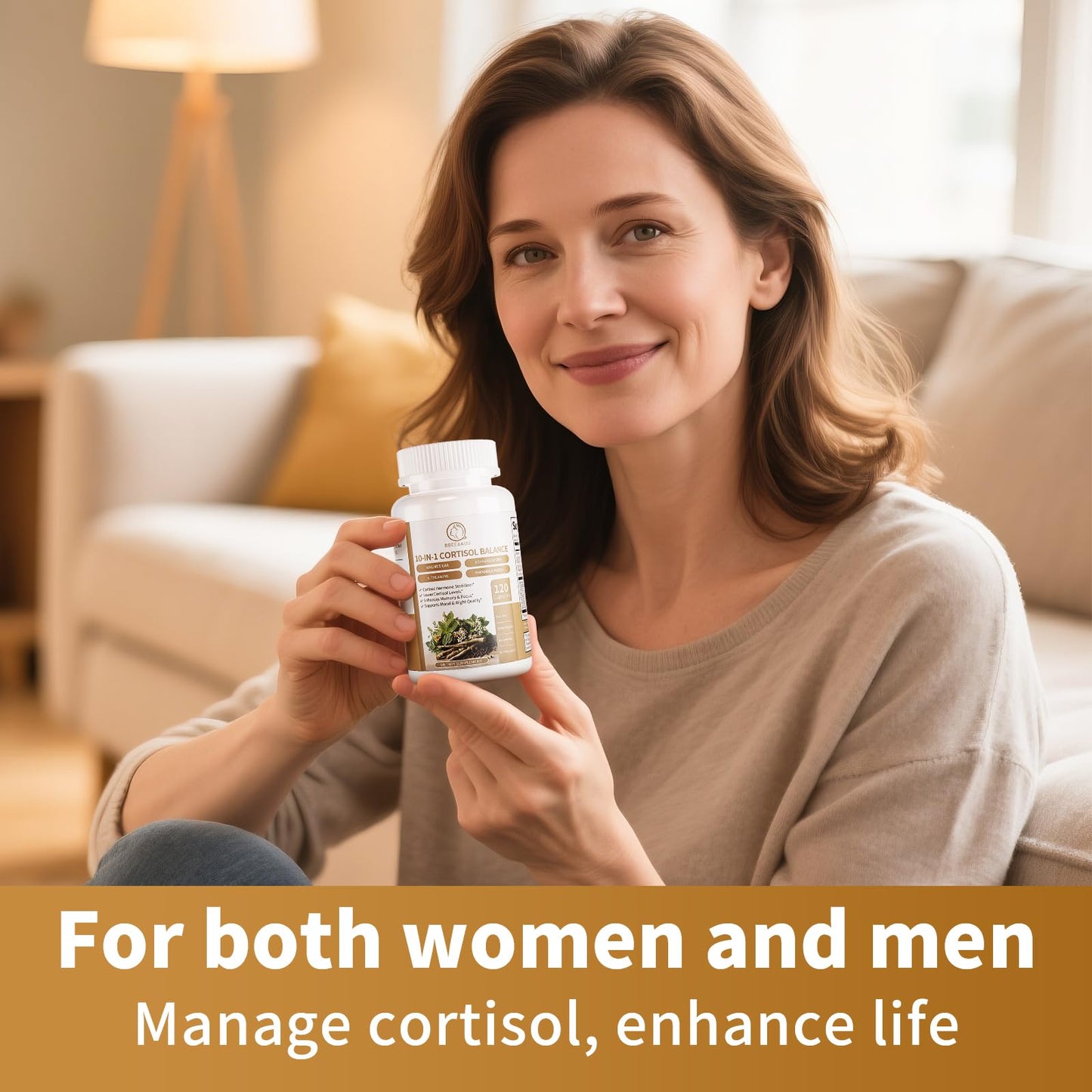 2 Pack Cortisol Supplements for Women & Men - 10-in-1 Cortisol Reducer Manager Detox with Ashwagandha, Magnesium - Lower High Cortisol Levels, Relaxation & Night Support, Non-GMO, 120 Capsules BBEEAAUU