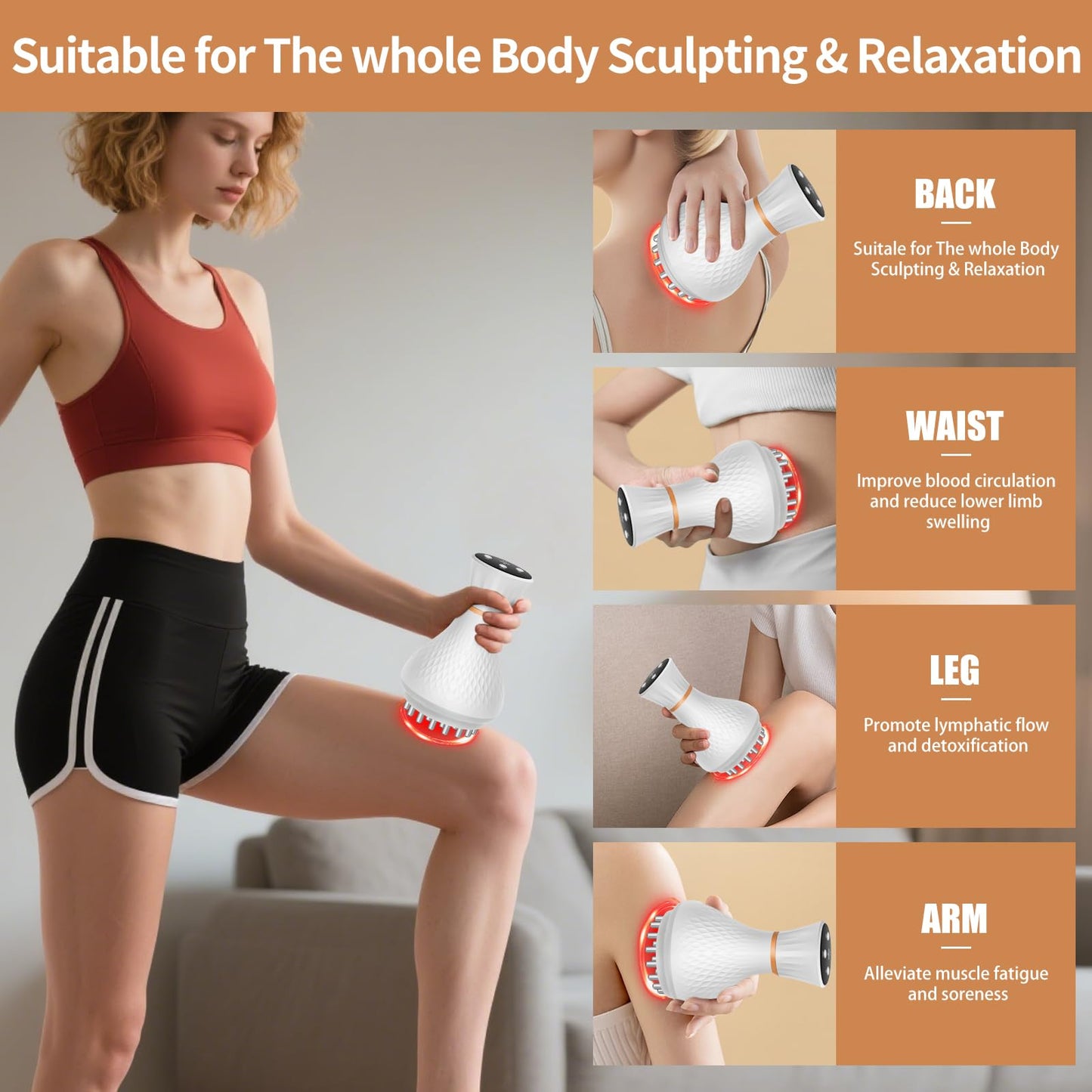 lemonforts Lymphatic Drainage Massager – Portable Cellulite Massage Tool with 19 Intensity Levels for Relaxing Neck, Legs, Arms & Belly lemonforts