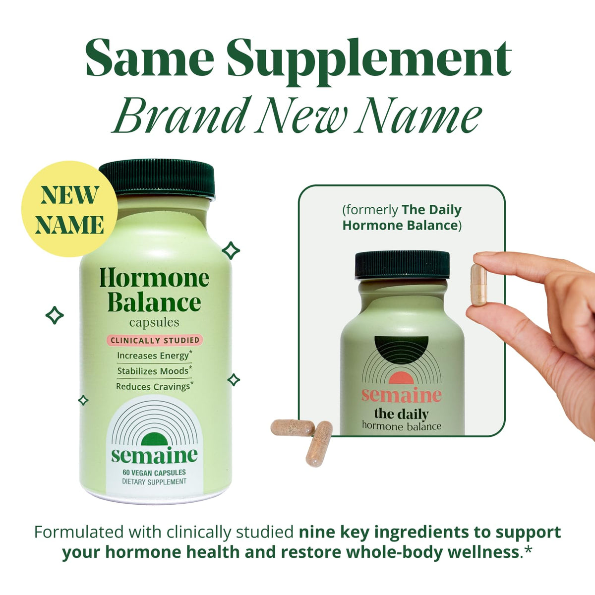 Semaine Hormone Balance – Clearer Skin, Enhanced Moods, Deeper Sleep & Happier Hormones. Hormone-Free, Vegan Capsule, Multi-Symptom Support (60 ct) Semaine