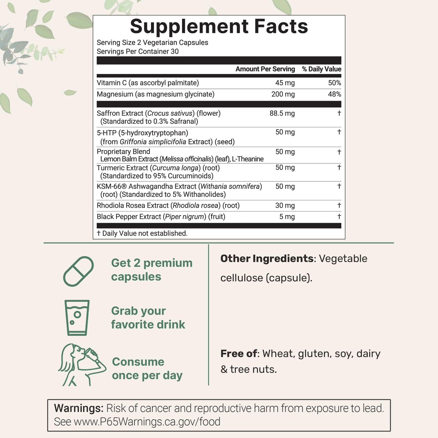 Micro Ingredients Saffron+ Advanced Supplements, 60 Veggie Capsules – 10-in-1 with Saffron Extract, High Absorption Fat-Soluble Vitamin C, Magnesium Micro Ingredients