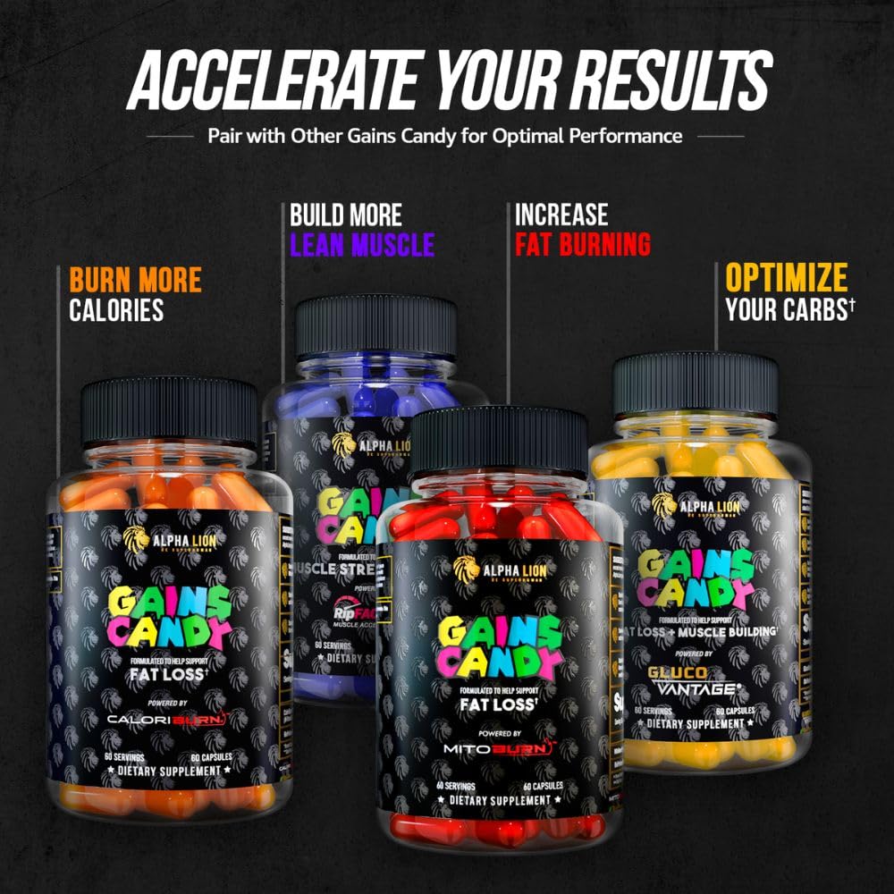 ALPHA LION Gains Candy, Pills that Support Weight Loss, Energy Supplements, 100% Natural Extract, Calorie Burning, Regulates Healthy Metabolism, 60 Capsules (Fat Loss - CaloriBurn®) Gsupps Australia