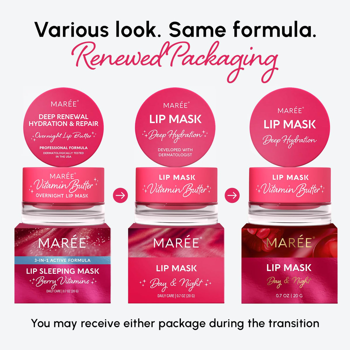 MAREE Lip Mask Overnight - Lip Moisturizer For Very Dry Lips - Hydrating Lip Butter Balm with Hyaluronic Acid & Collagen MAREE