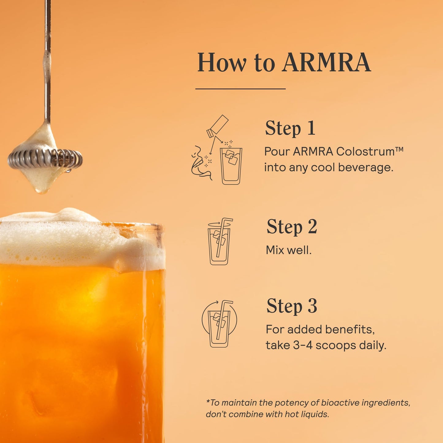 ARMRA Colostrum™ Powder | Blood Orange | Gut Health & Bloating | Skin & Hair | Immunity | Keto, Gluten & Fat-Free | 30 Servings ARMRA