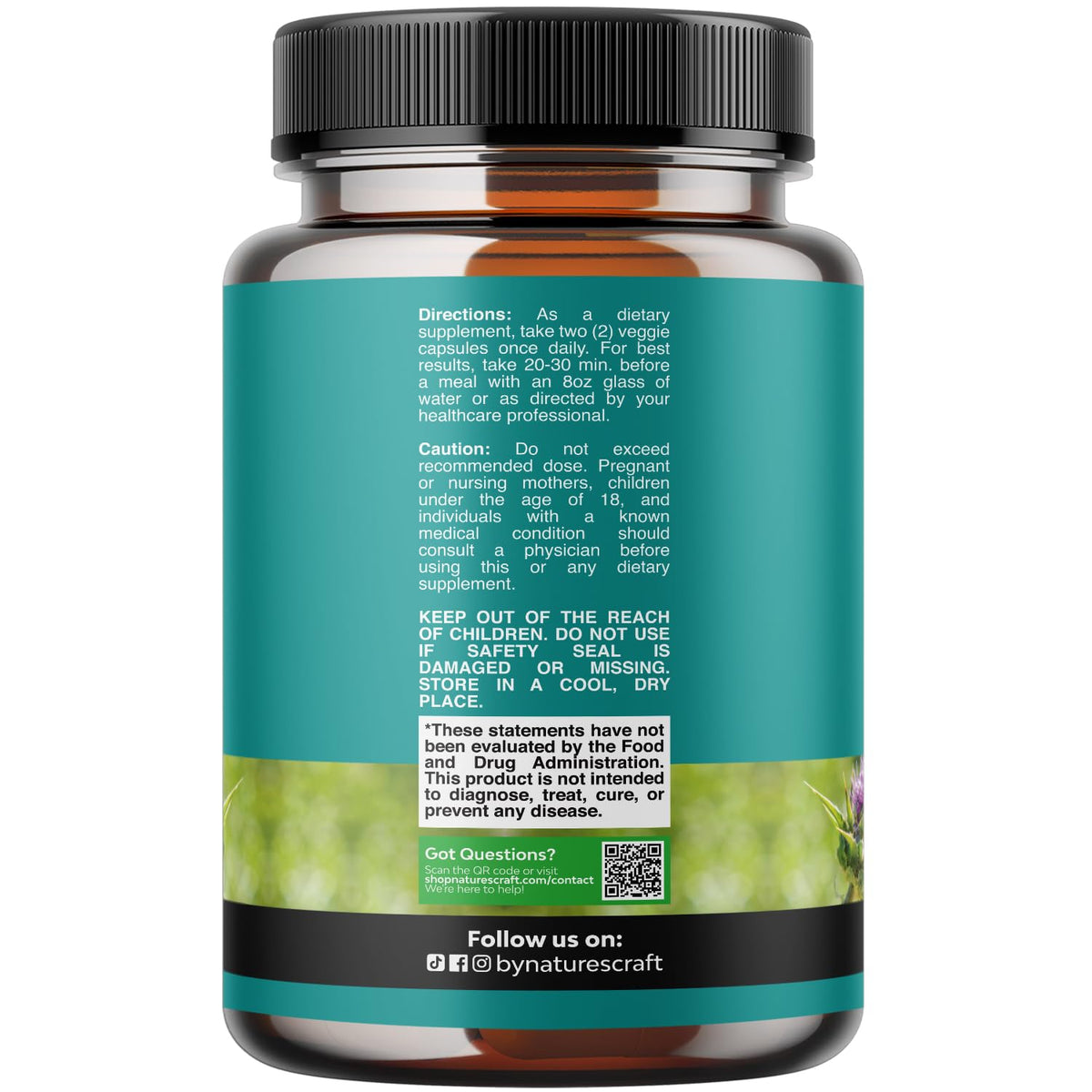 Liver Cleanse Detox & Repair - Milk Thistle Supplement for Digestion & Immune Health - Ginger Root, Choline & Dandelion Root Natures Craft