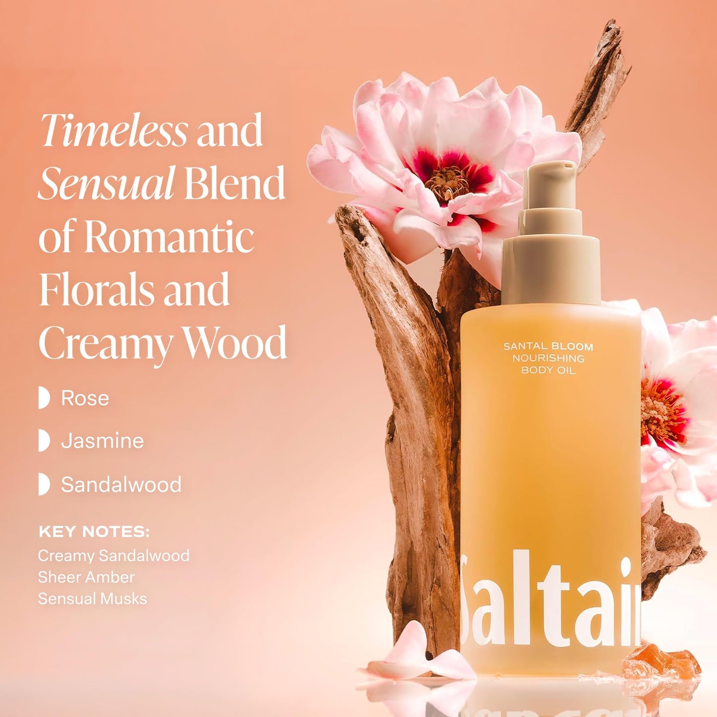 Saltair Body Oil - Luxurious Santal Bloom After Shower and Bath Oil for Women and Men. Botanical, Non-Greasy Saltair