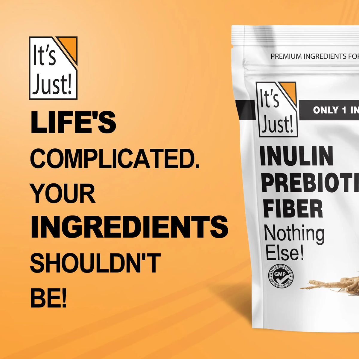 It's Just! - Inulin Prebiotic Fiber, Water Soluble, Chicory Root Powder, Promotes Gut Health, Made in USA, Product of Belgium, Vegan/Keto Friendly It's Just!