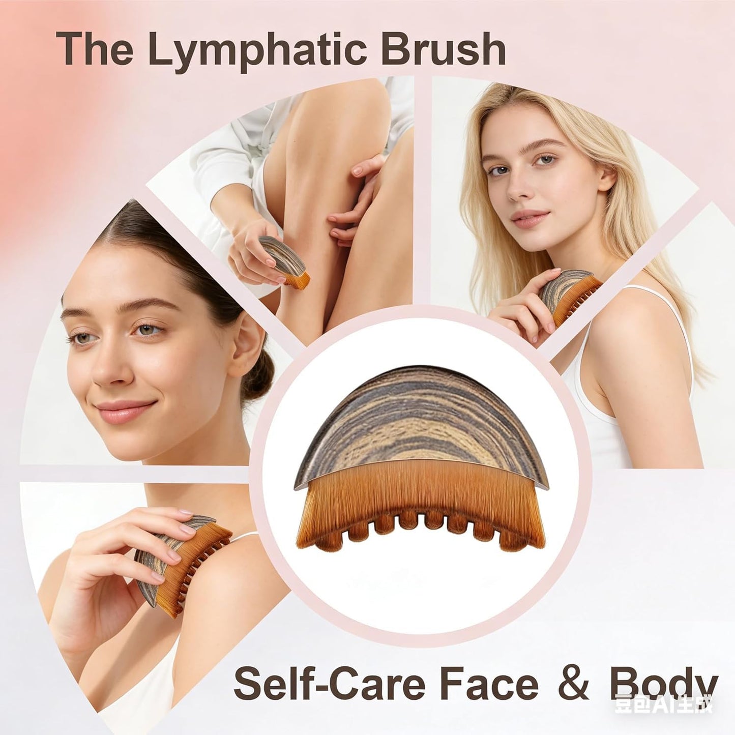 JBSZTH 2-Pack Lymphatic Contour Face Brush, Lymphatic Drainage & Contour Face Massage Brush Set for Gua Sha, Puffiness Reduction, Glowing Skin, Gentle Daily Facial and Body Massage Tool JBSZTH