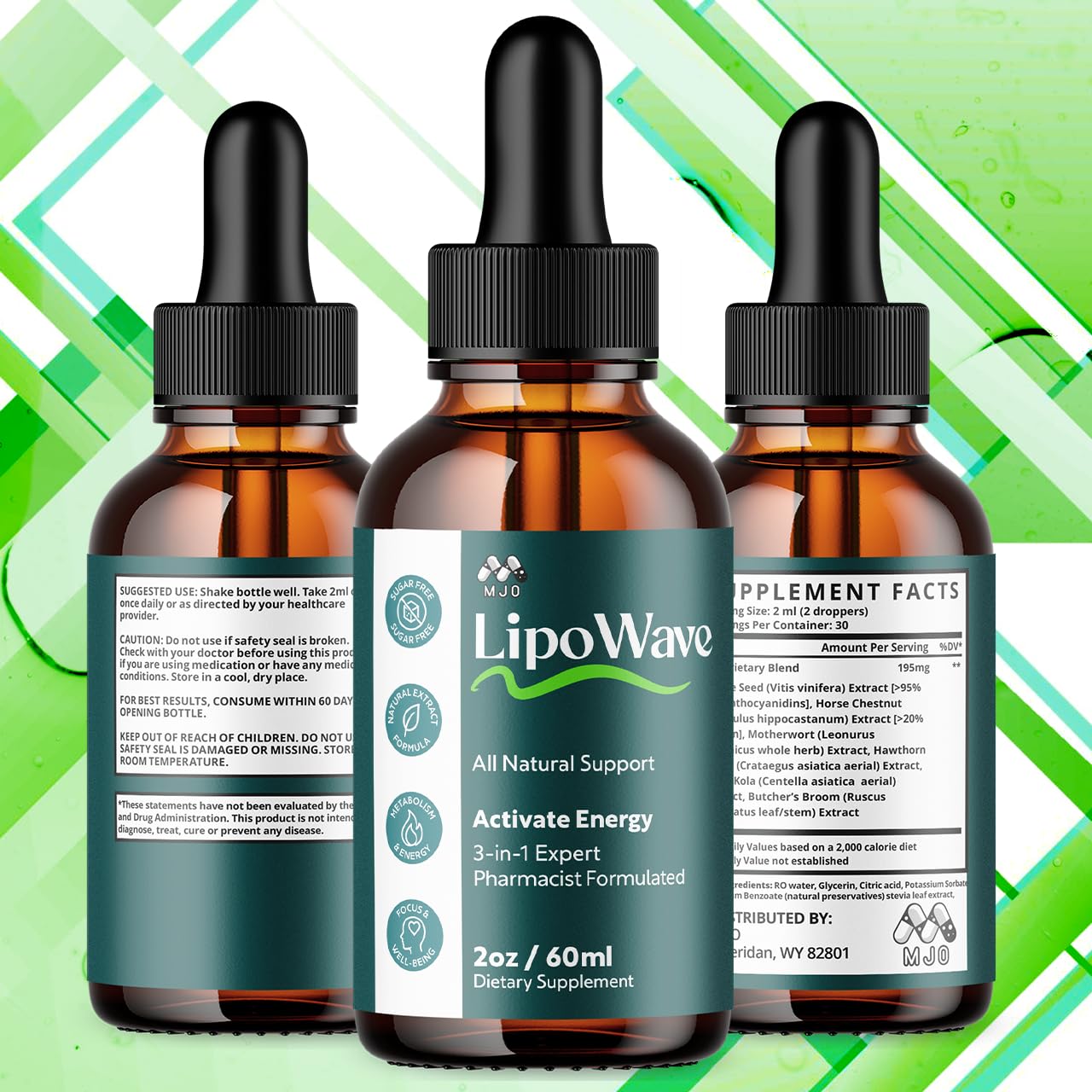Lipowave Drops, Official LipoWave Drops with All Natural Ingredients, Advanced Overall Health and Wellness Vitamin Supplement Premium Formula for Maximum Strength Multivitamin Support (30 Servings) MJO