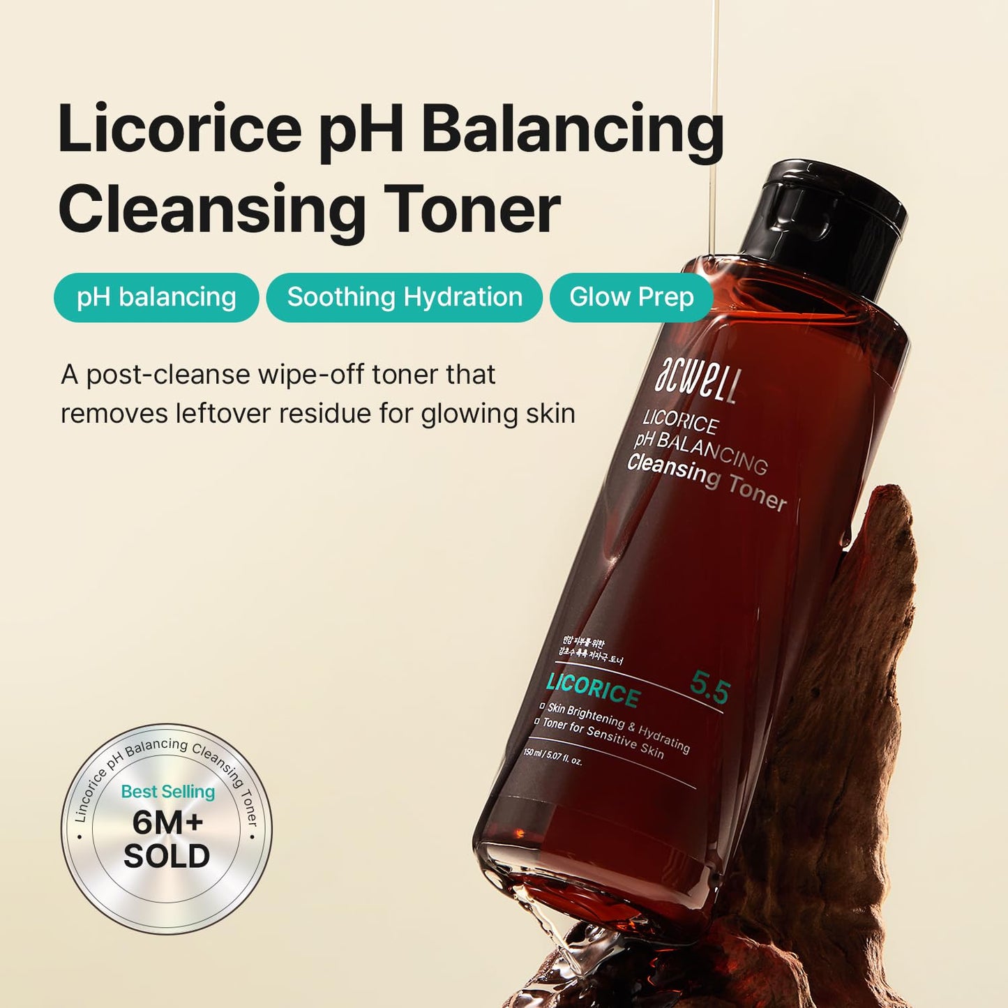 ACWELL Licorice pH 5.5 Balancing Korean Toner and Cleansing 5.07 fl.oz. - Alcohol-Free Hydrating Facial Astringent ACWELL
