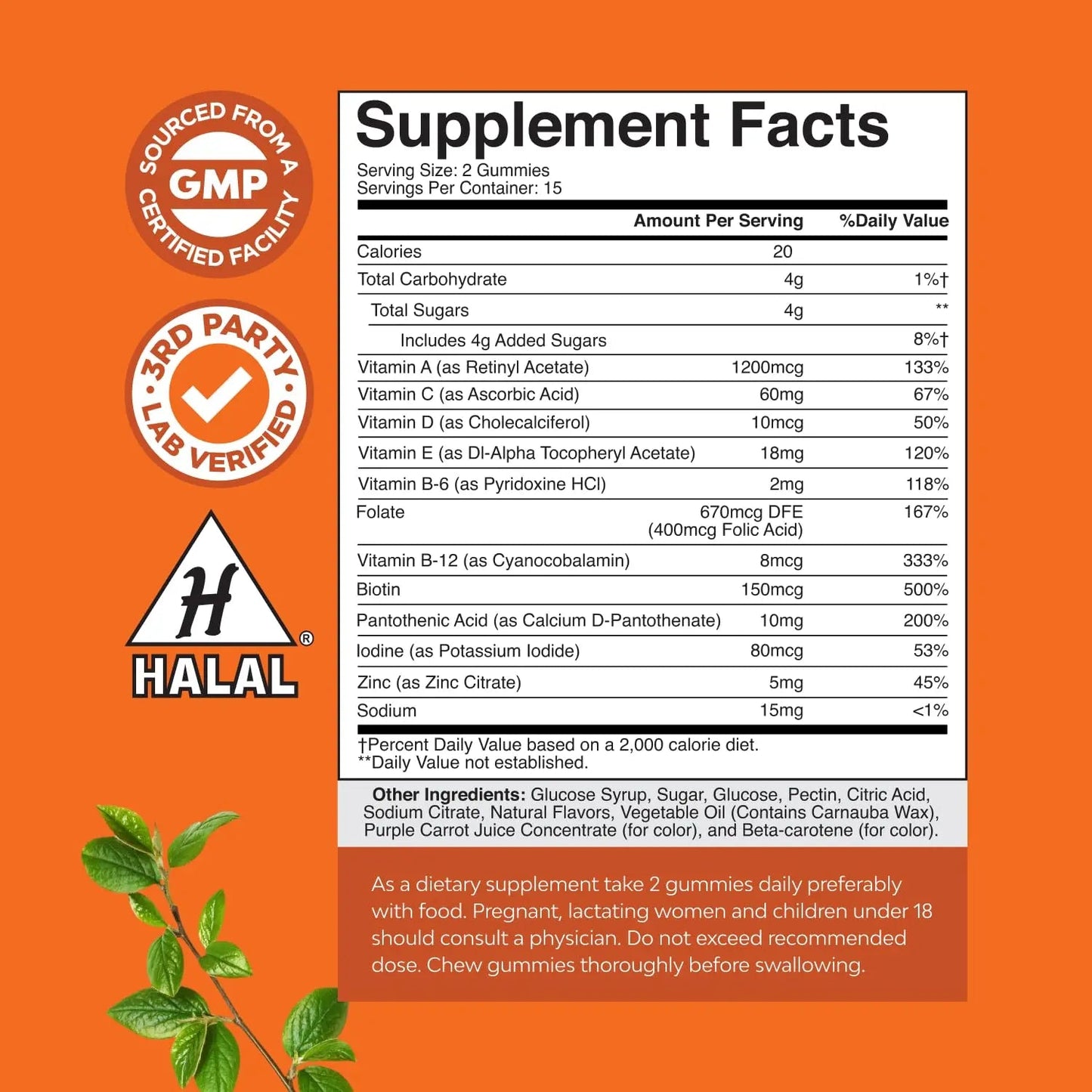 Bundle of Multivitamin Gummies for Adults - Vitamin Gummy for Energy and Immunity - Halal and Chewable Vitamin C Gummies for Adults Natures Craft