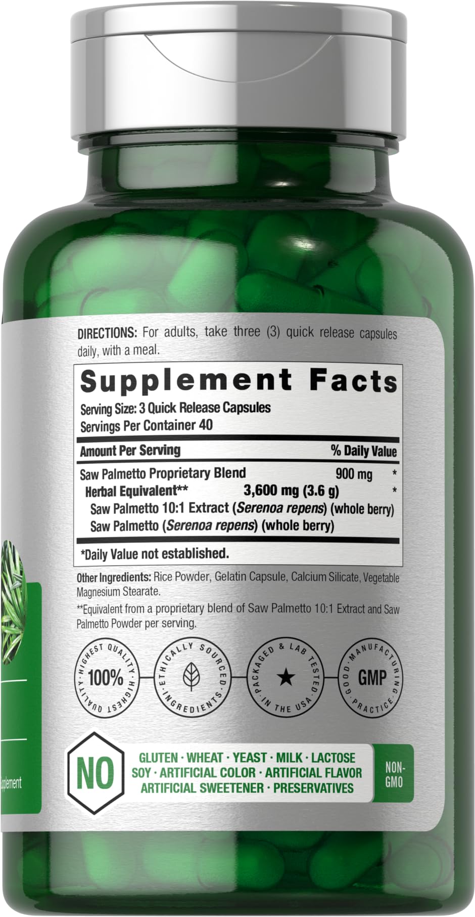 Horbäach Saw Palmetto Extract | 120 Capsules | Non-GMO and Gluten Free Formula | from Saw Palmetto Berries Horbäach