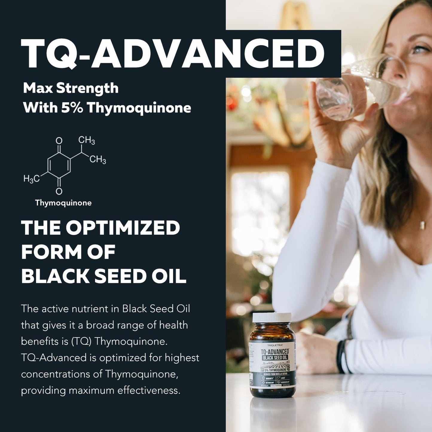 Black Seed Oil Softgels | 5% Thymoquinone - TQ-Advanced® | High Potency - 500 mg per Capsule - 15:1 Concentrate from Nigella Sativa Extract Triquetra Health