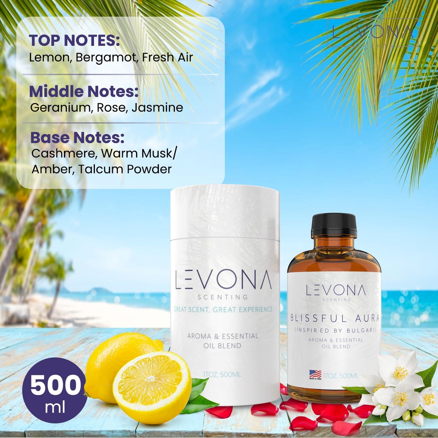 Levona Scent Essential Oils for Diffuser: Blissful Aura Inspired by Bulgari with Notes of Amber LEVONA SCENT