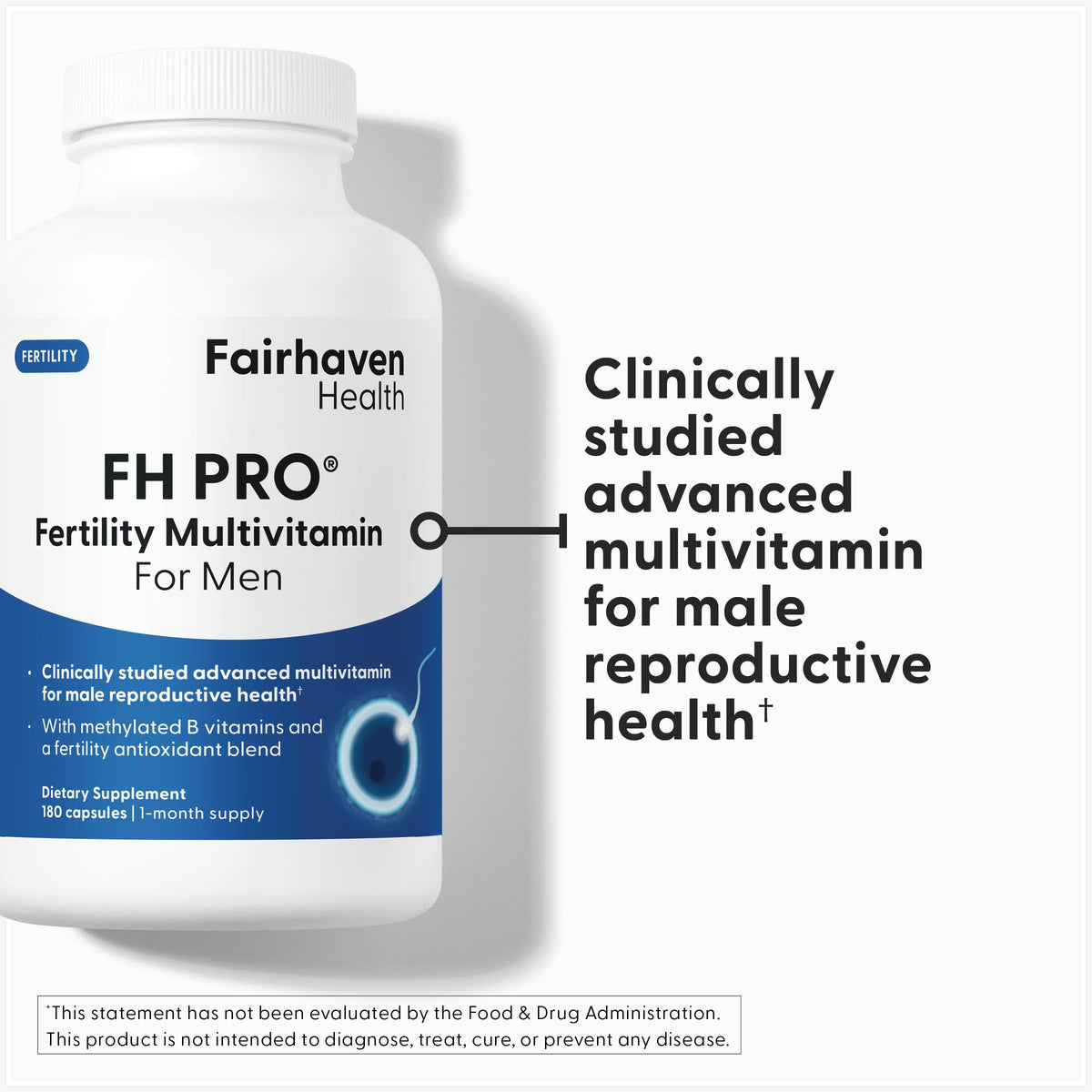 Fairhaven Health FH Pro for Men | Clinically Studied Premium Prenatal Fertility Supplements for Men | Male Fertility Supplements | Count and Motility Support Pre-Conception for Him | 180 Capsules Fairhaven Health