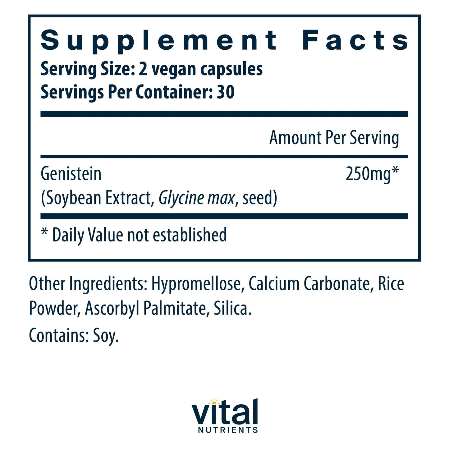 Vital Nutrients Genistein - Easily Absorbed Isoflavones for Bone Health Support* - Vegan Supplement - Gluten and Dairy Free - Non-GMO - 60 Capsules Vital Nutrients