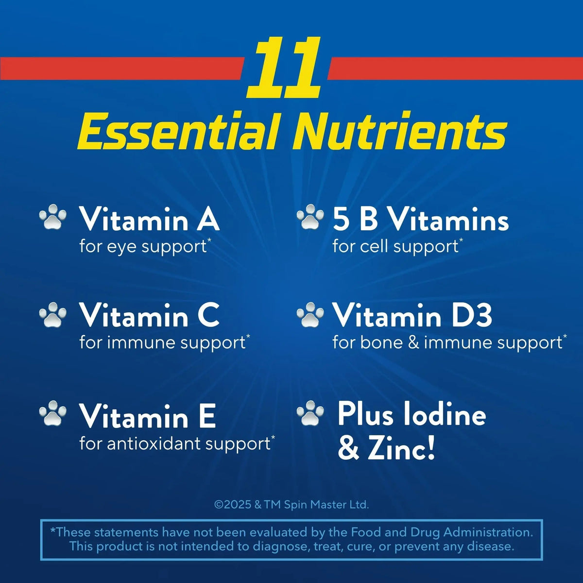 L’il Critters Paw Patrol Gummy Vites Daily Gummy Multivitamin for Kids, Vitamin C, D3 for Immune Support Cherry Lil Critters