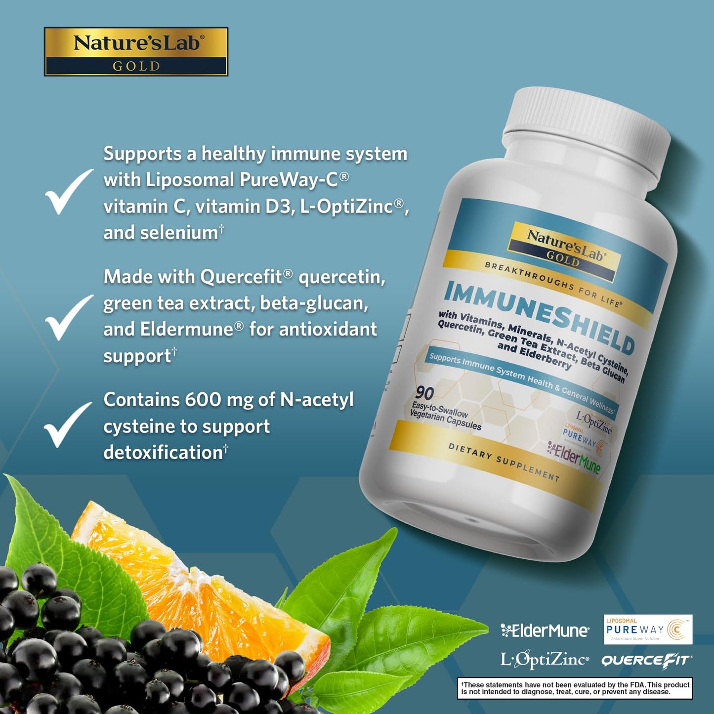 Nature's Lab Gold ImmuneShield - Supports Immune System Health & General Wellness* - 90 Capsules (30 Day Supply) Nature's Lab