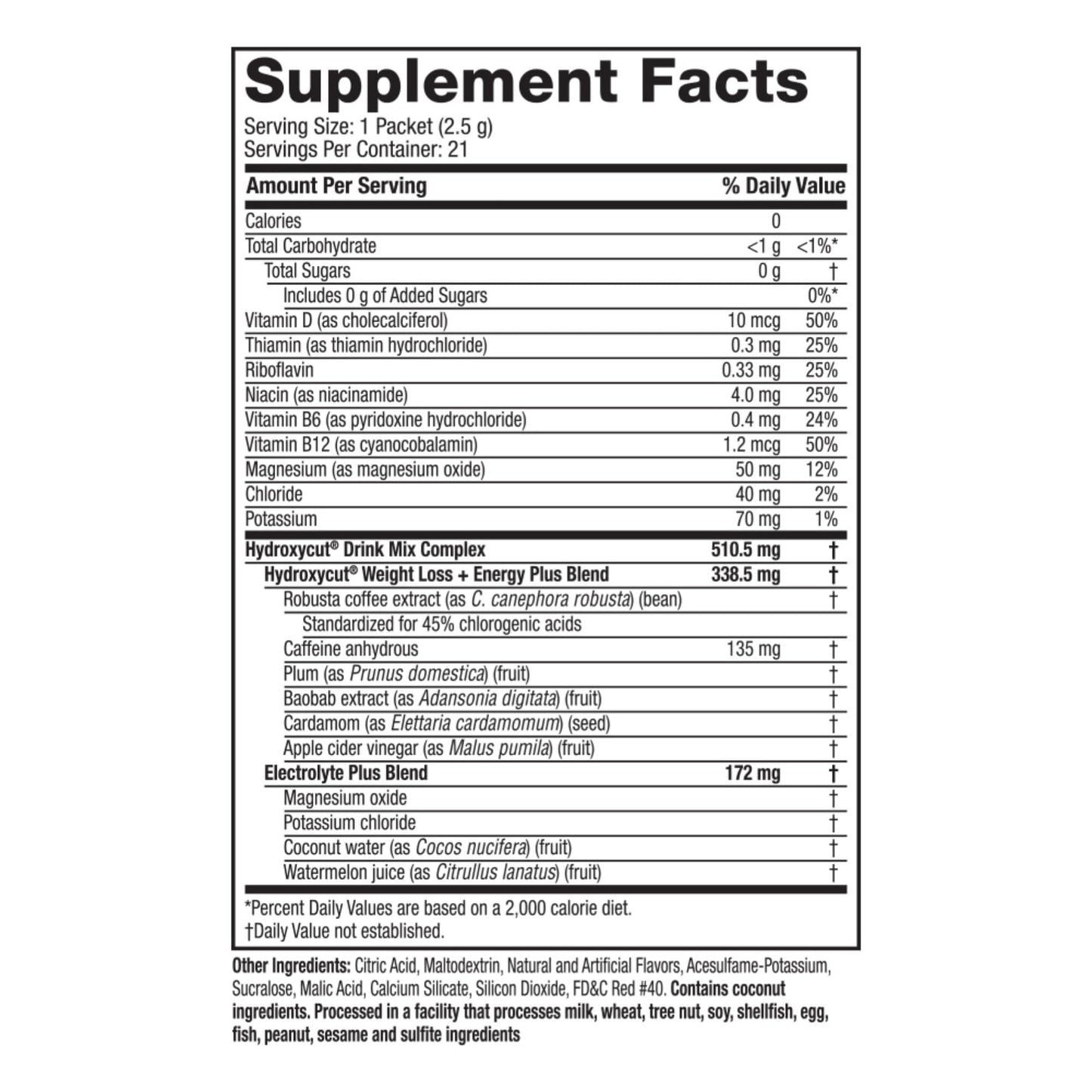 Hydroxycut Drink Mix, Wildberry Blast - 21 Travel-Size Packets - Zero Calories, Zero Sugar - Boost Metabolism, Burn Calories Hydroxycut
