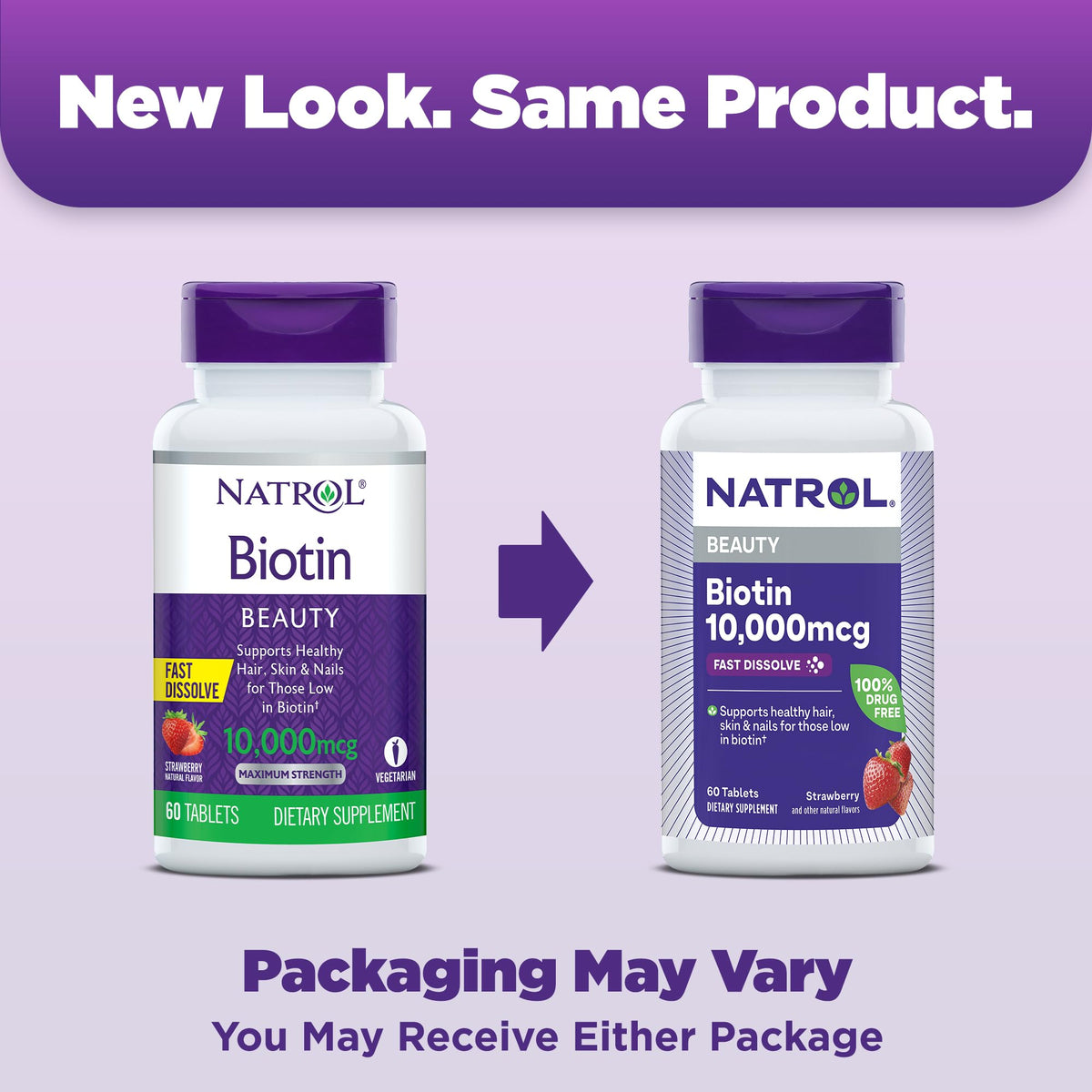 Natrol Biotin 10000mcg, 4X Faster Dissolve Supplement for Healthy Hair, Skin and Nails for Those Low in Biotin, Plus Energy Metabolism Support Natrol