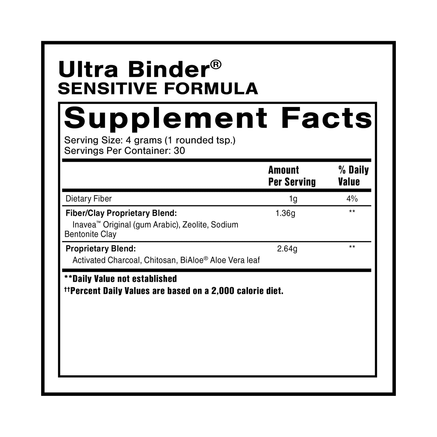 Quicksilver Scientific Ultra Binder Sensitive Formula - Gut Health Supplement with Activated Charcoal, Bentonite Clay - Cleansing Support Powder (120g) Quicksilver Scientific