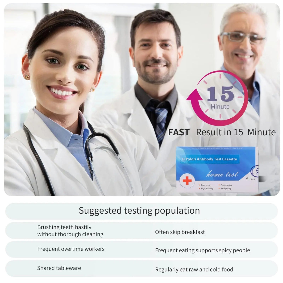 H. Pylori,Helicobacter Pylori Detection 2 Test kit, 10-15 Minutes of Quick Home Testing, The Result is Highly Accurate, Easy to use and Read Evuioas